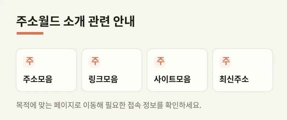 주소월드 소개 관련 페이지 안내 이미지