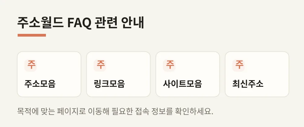 주소월드 FAQ 관련 페이지 안내 이미지